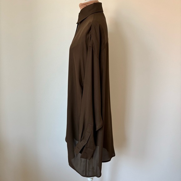 Michael Kors Vintage Brown Flowing Open Front One Button Collar Blouse EUC Sz SP - Picture 2 of 7